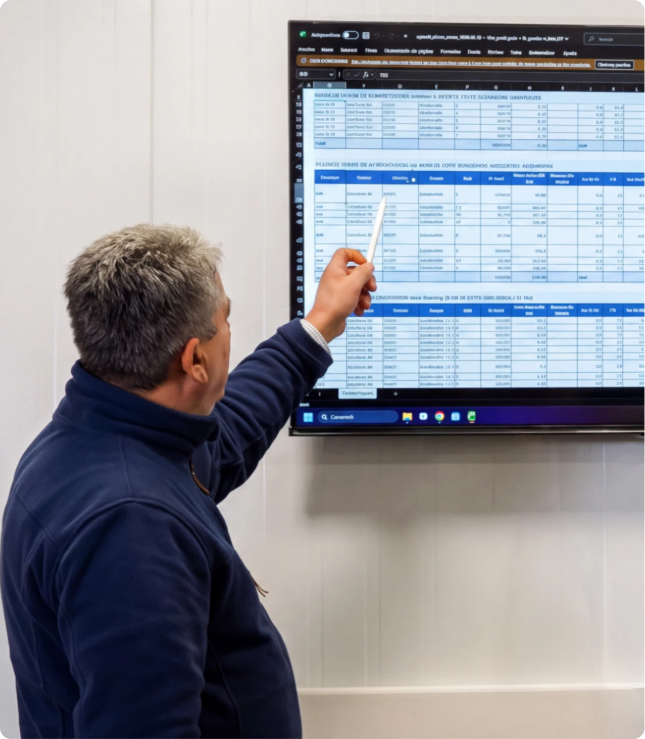 Specialist reviewing the production plan on a control-room screen